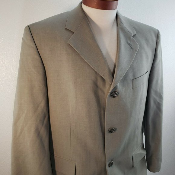 Alexandre London Savile Row‎ Suit Jacket Sports Coat Wool 2 Button 40S Gray Sage - Picture 10 of 12